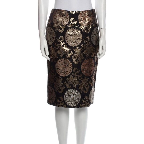 Ralph Lauren Black Label Skirt - Black & Metallic - Zip Closure - Size 4 - Picture 1 of 10